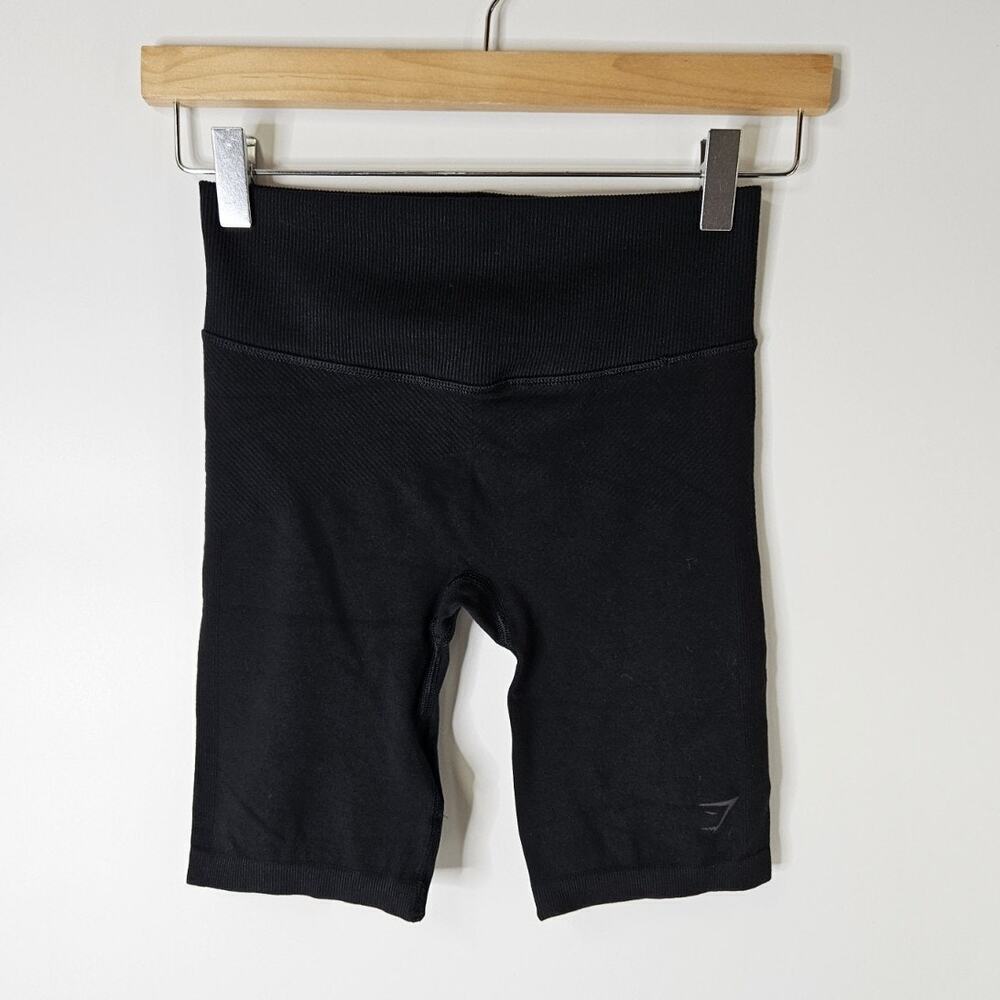 GymShark Rib Womens Size Small Black Seamless Biker Cycling Shorts Activewear